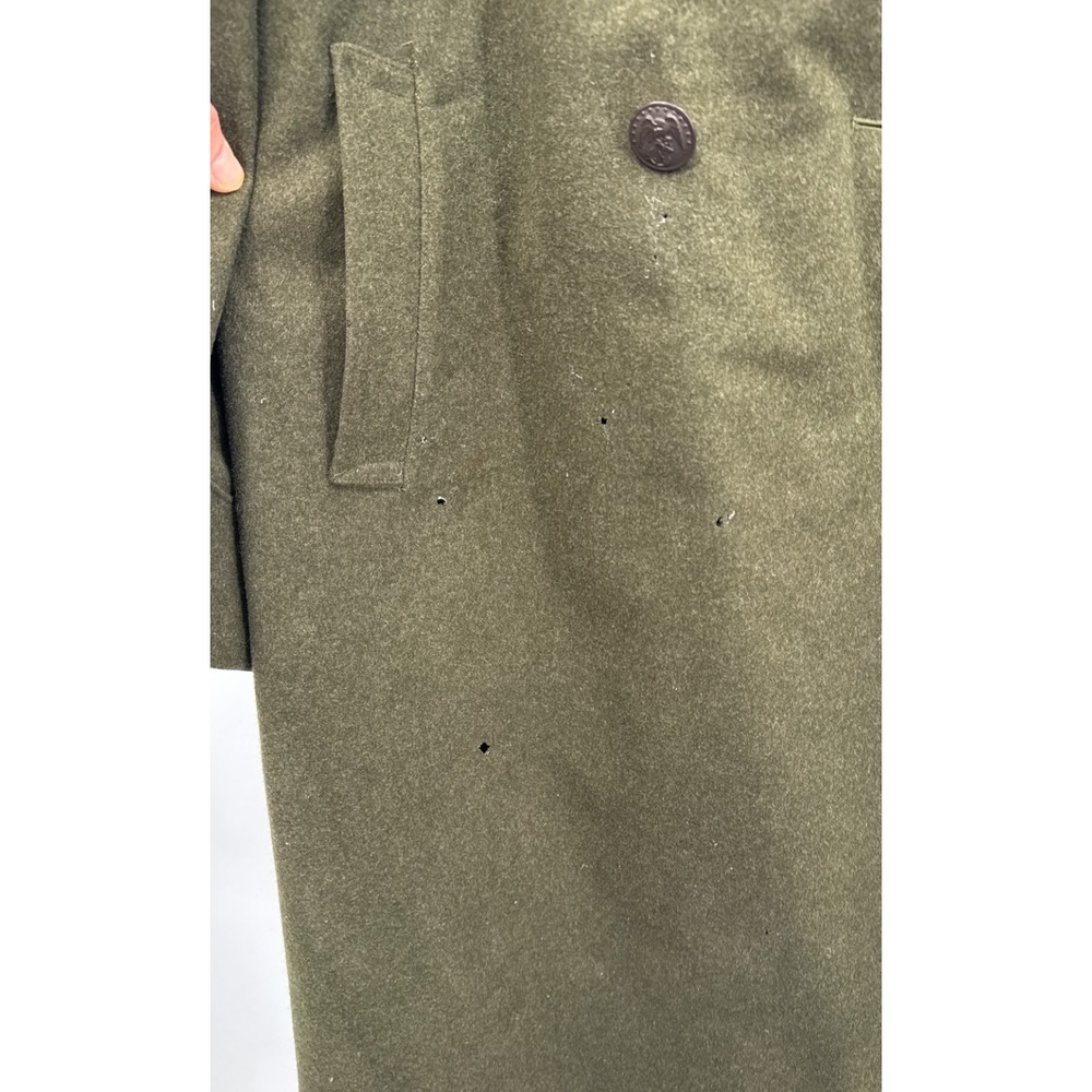Vintage WW2 US Marine Corps Green Wool Trench Coat Pea Coat Military Uniform - Picture 6 of 8